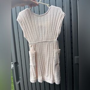 Zara Cream Knit Dress with Back Cut Out and Bow